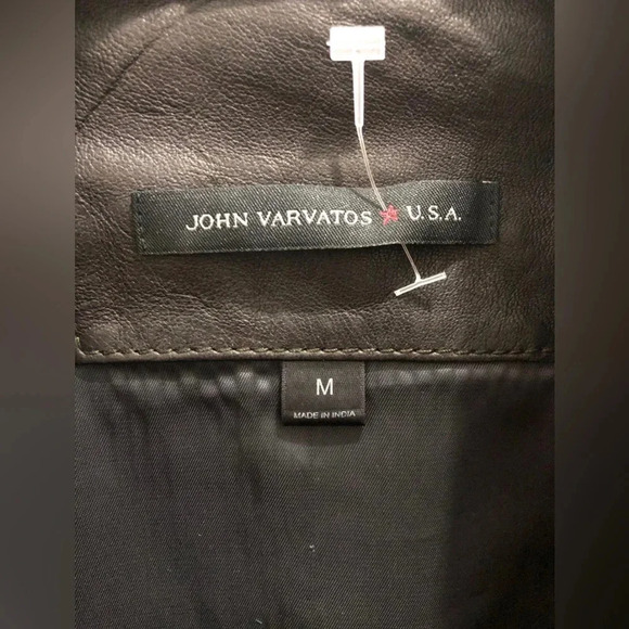 John Varvatos Men's Long Sleeve Steven Leather Shirt Jacket Snap Zip Front Black - Picture 6 of 11